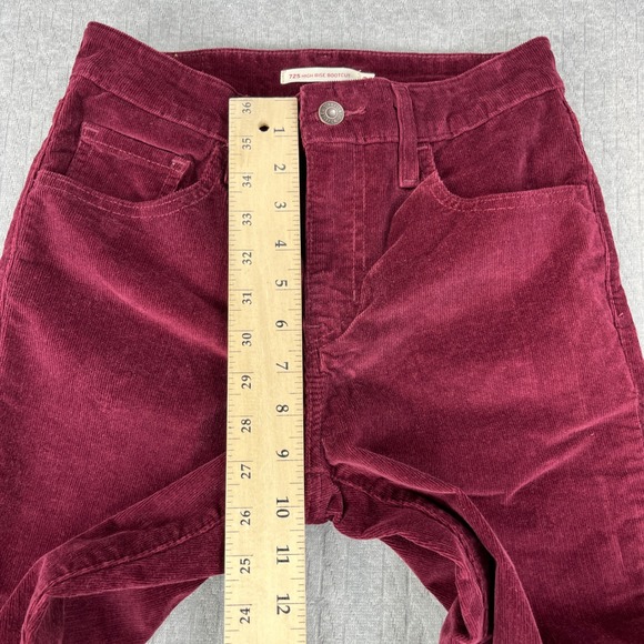 Levis 725 Bootcut High Rise Pants Women 26(25X29) Candy Apple Red Corduroy - Picture 8 of 13